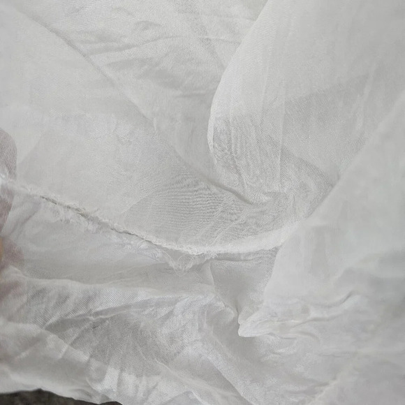 M for Bolide White Silk Blouse Tunic 3/4 Sleeve Scoop Neck Sequin Size Large - Picture 9 of 12